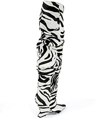 Schutz Siena Zebra Print Fur Over The Knee Slouch Wedge Boots
