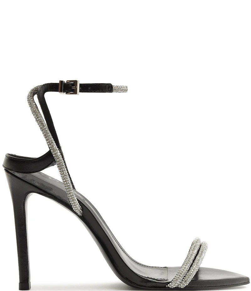 Schutz Skye Shine Crystal Embellished Ankle Strap Dress Sandals
