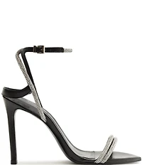 Schutz Skye Shine Crystal Embellished Ankle Strap Dress Sandals