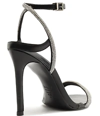 Schutz Skye Shine Crystal Embellished Ankle Strap Dress Sandals