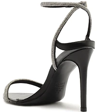 Schutz Skye Shine Crystal Embellished Ankle Strap Dress Sandals