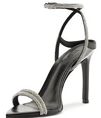 Schutz Skye Shine Crystal Embellished Ankle Strap Dress Sandals