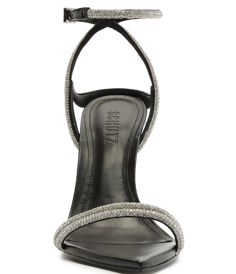 Schutz Skye Shine Crystal Embellished Ankle Strap Dress Sandals