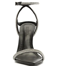 Schutz Skye Shine Crystal Embellished Ankle Strap Dress Sandals