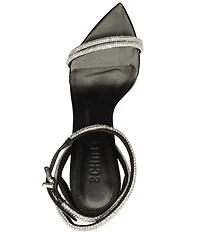 Schutz Skye Shine Crystal Embellished Ankle Strap Dress Sandals