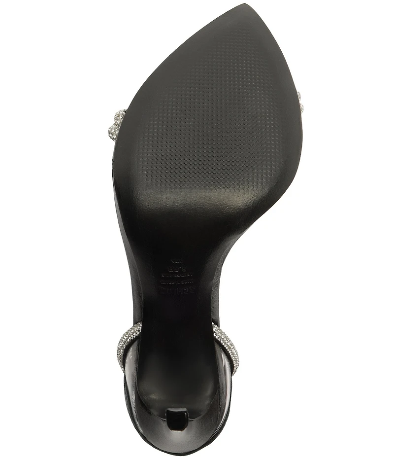 Schutz Skye Shine Crystal Embellished Ankle Strap Dress Sandals