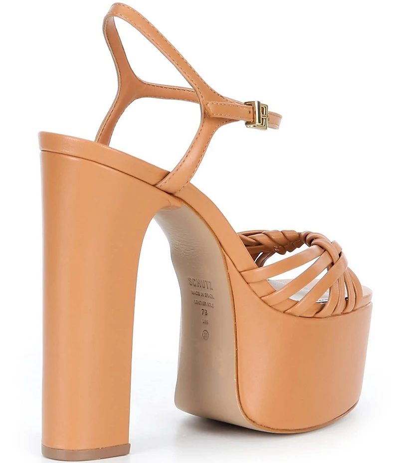 Schutz Tara Leather Ankle Strap Platform Block Heel Sandals
