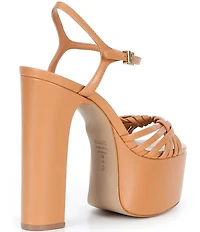 Schutz Tara Leather Ankle Strap Platform Block Heel Sandals