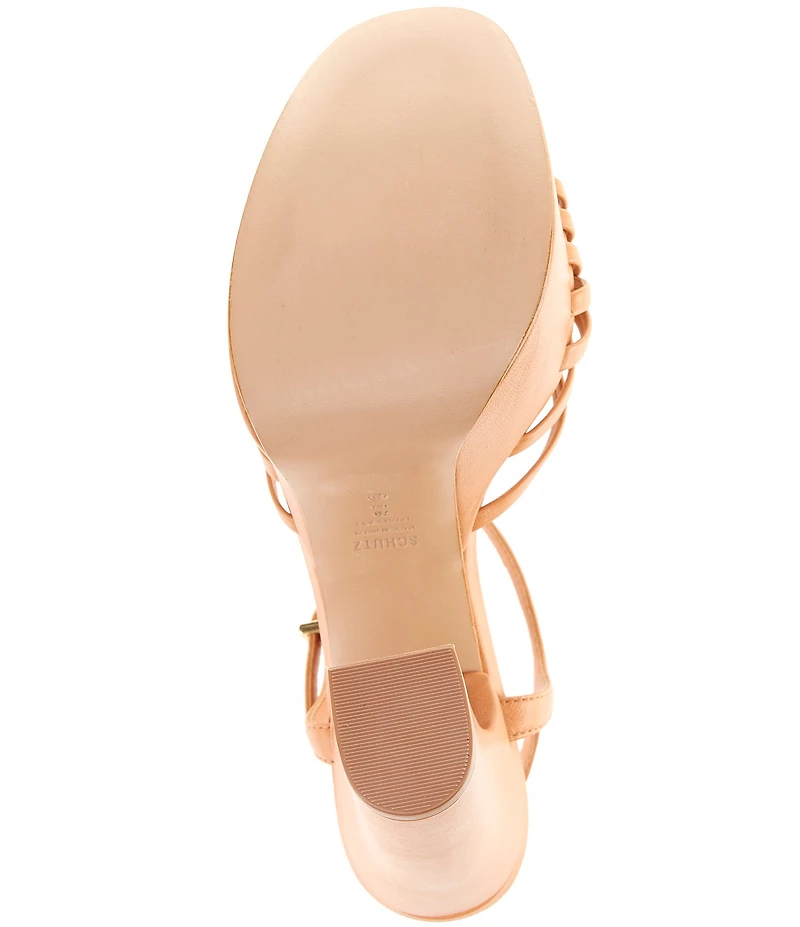 Schutz Tara Leather Ankle Strap Platform Block Heel Sandals