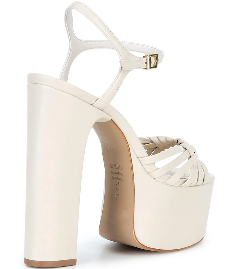 Schutz Tara Leather Ankle Strap Platform Block Heel Sandals