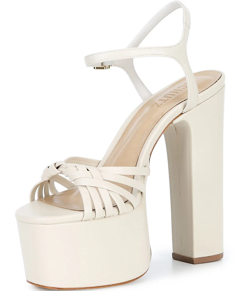 Schutz Tara Leather Ankle Strap Platform Block Heel Sandals