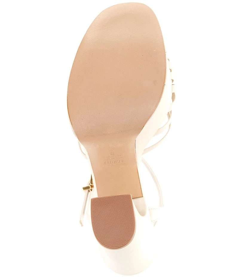 Schutz Tara Leather Ankle Strap Platform Block Heel Sandals