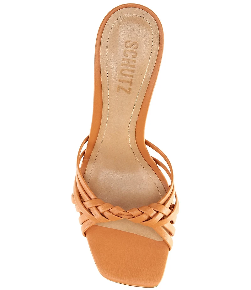 Schutz Tara Leather Dress High Heel Slide Sandals