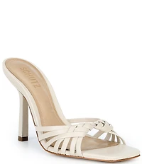 Schutz Tara Leather Dress High Heel Slide Sandals