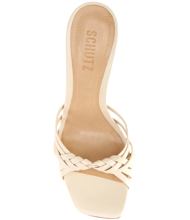 Schutz Tara Leather Dress High Heel Slide Sandals