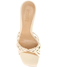 Schutz Tara Leather Dress High Heel Slide Sandals