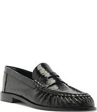Schutz Tyche Snake Embossed Leather Penny Loafers