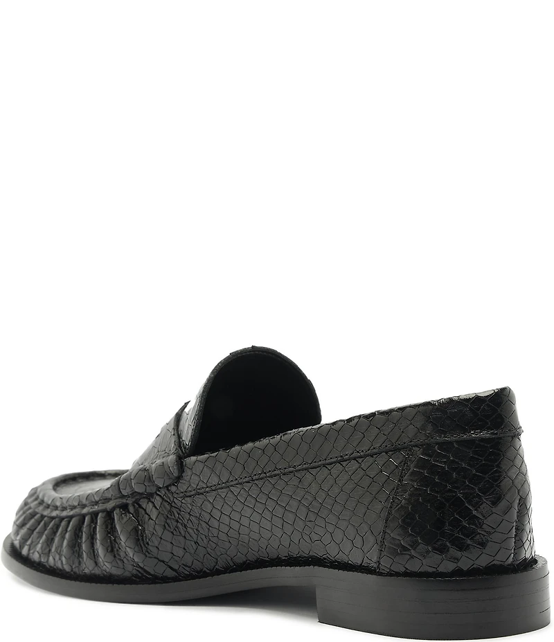 Schutz Tyche Snake Embossed Leather Penny Loafers