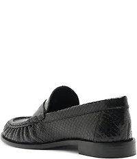 Schutz Tyche Snake Embossed Leather Penny Loafers