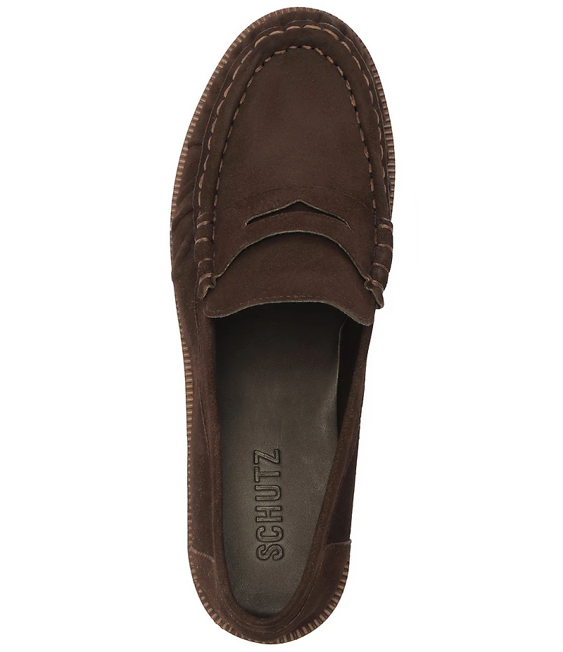 Schutz Tyche Suede Penny Loafers