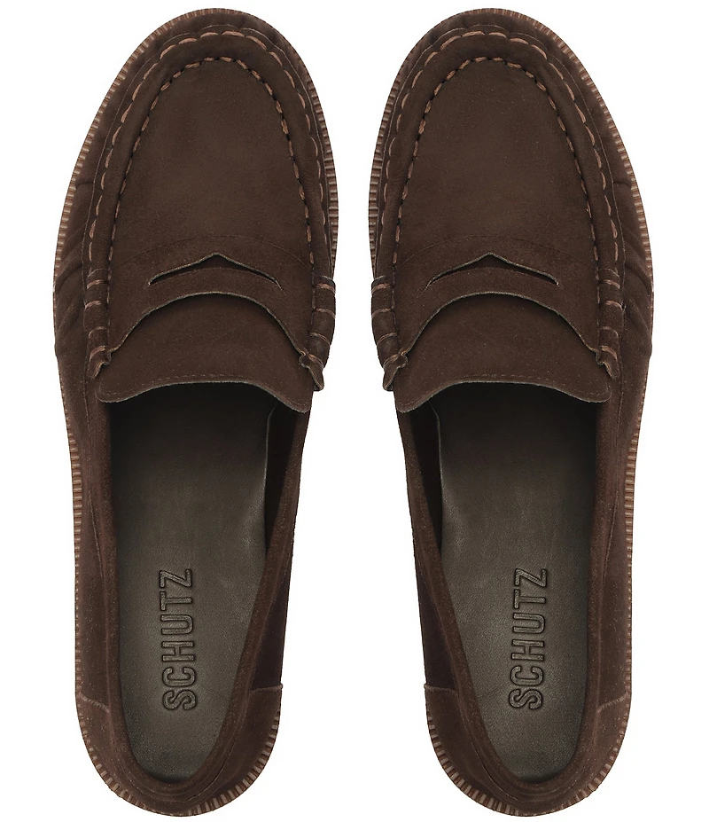 Schutz Tyche Suede Penny Loafers