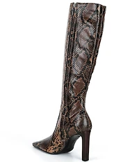 Schutz Ulla Up Snake Print Leather Tall Boots