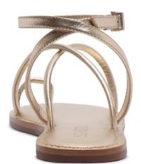 Schutz Valeria Leather Ankle Strap Toe Ring Flat Sandals