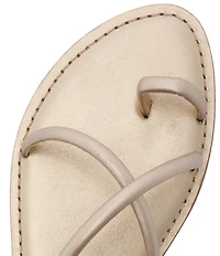 Schutz Valeria Leather Ankle Strap Toe Ring Flat Sandals