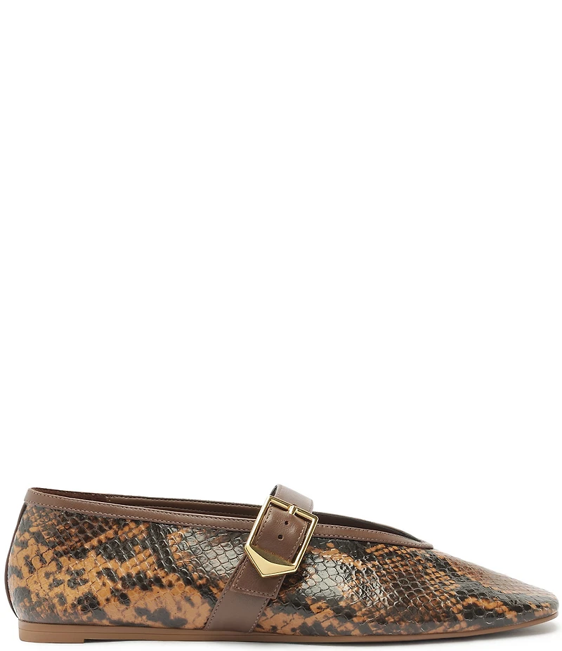Schutz Vick Snake Print Leather Mary Jane Ballet Flats