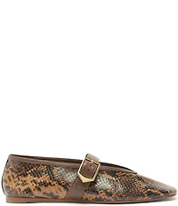 Schutz Vick Snake Print Leather Mary Jane Ballet Flats