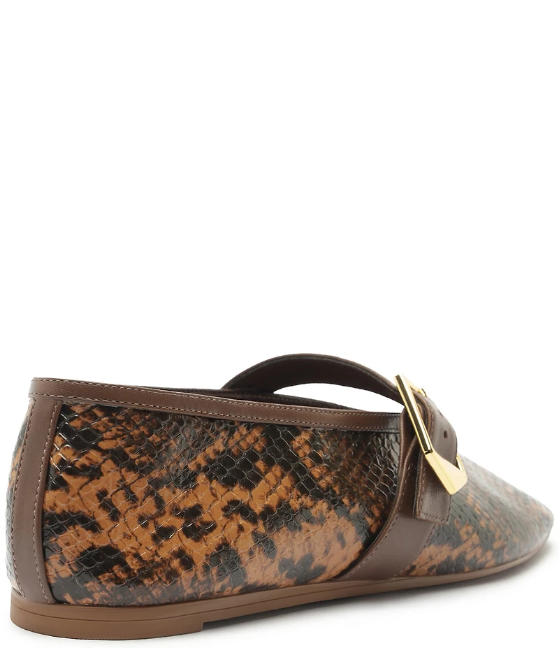 Schutz Vick Snake Print Leather Mary Jane Ballet Flats