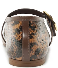 Schutz Vick Snake Print Leather Mary Jane Ballet Flats