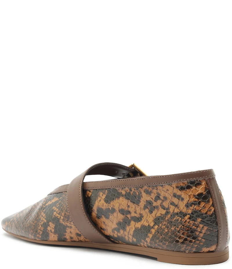 Schutz Vick Snake Print Leather Mary Jane Ballet Flats
