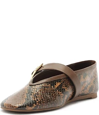 Schutz Vick Snake Print Leather Mary Jane Ballet Flats