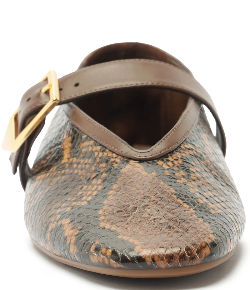 Schutz Vick Snake Print Leather Mary Jane Ballet Flats