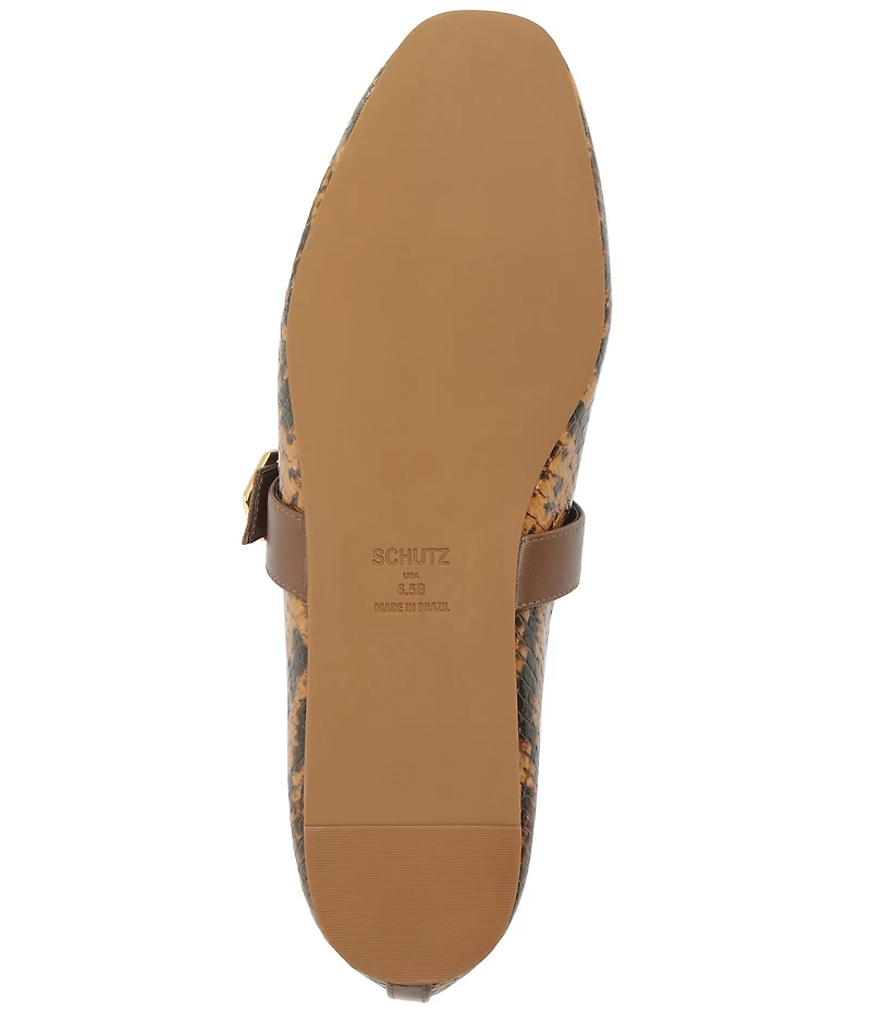 Schutz Vick Snake Print Leather Mary Jane Ballet Flats