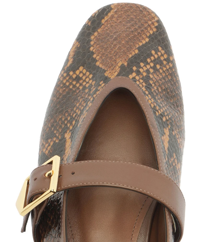 Schutz Vick Snake Print Leather Mary Jane Ballet Flats