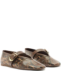 Schutz Vick Snake Print Leather Mary Jane Ballet Flats