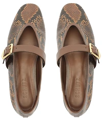 Schutz Vick Snake Print Leather Mary Jane Ballet Flats