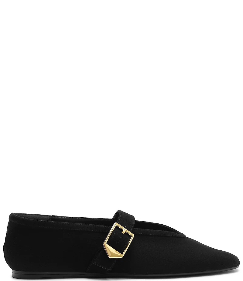 Schutz Vick Buckle Suede Mary Jane Ballet Flats
