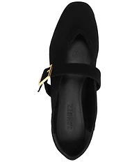 Schutz Vick Buckle Suede Mary Jane Ballet Flats