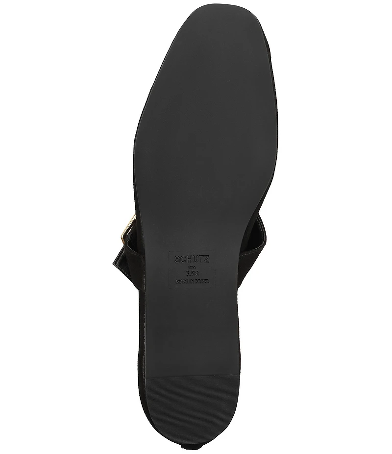 Schutz Vick Buckle Suede Mary Jane Ballet Flats
