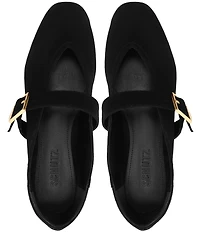 Schutz Vick Buckle Suede Mary Jane Ballet Flats