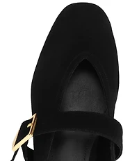 Schutz Vick Buckle Suede Mary Jane Ballet Flats