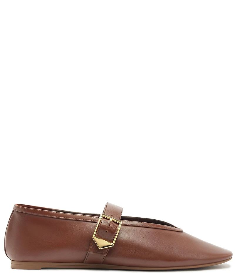 Schutz Vick Leather Buckle Strap Mary Jane Ballet Flats