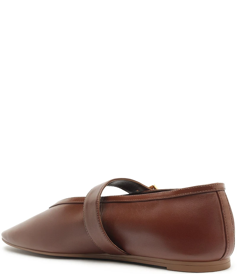 Schutz Vick Leather Buckle Strap Mary Jane Ballet Flats