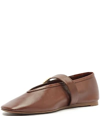 Schutz Vick Leather Buckle Strap Mary Jane Ballet Flats