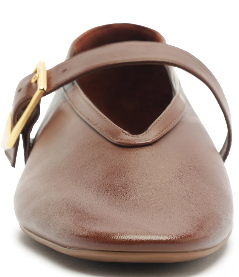 Schutz Vick Leather Buckle Strap Mary Jane Ballet Flats