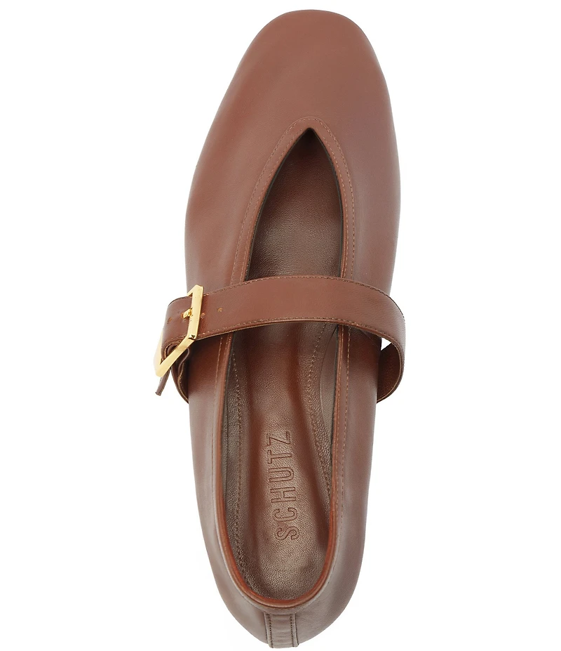Schutz Vick Leather Buckle Strap Mary Jane Ballet Flats