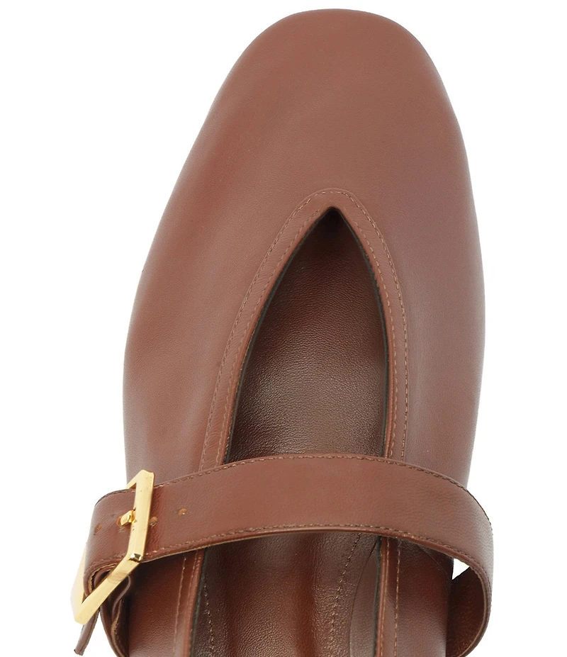 Schutz Vick Leather Buckle Strap Mary Jane Ballet Flats